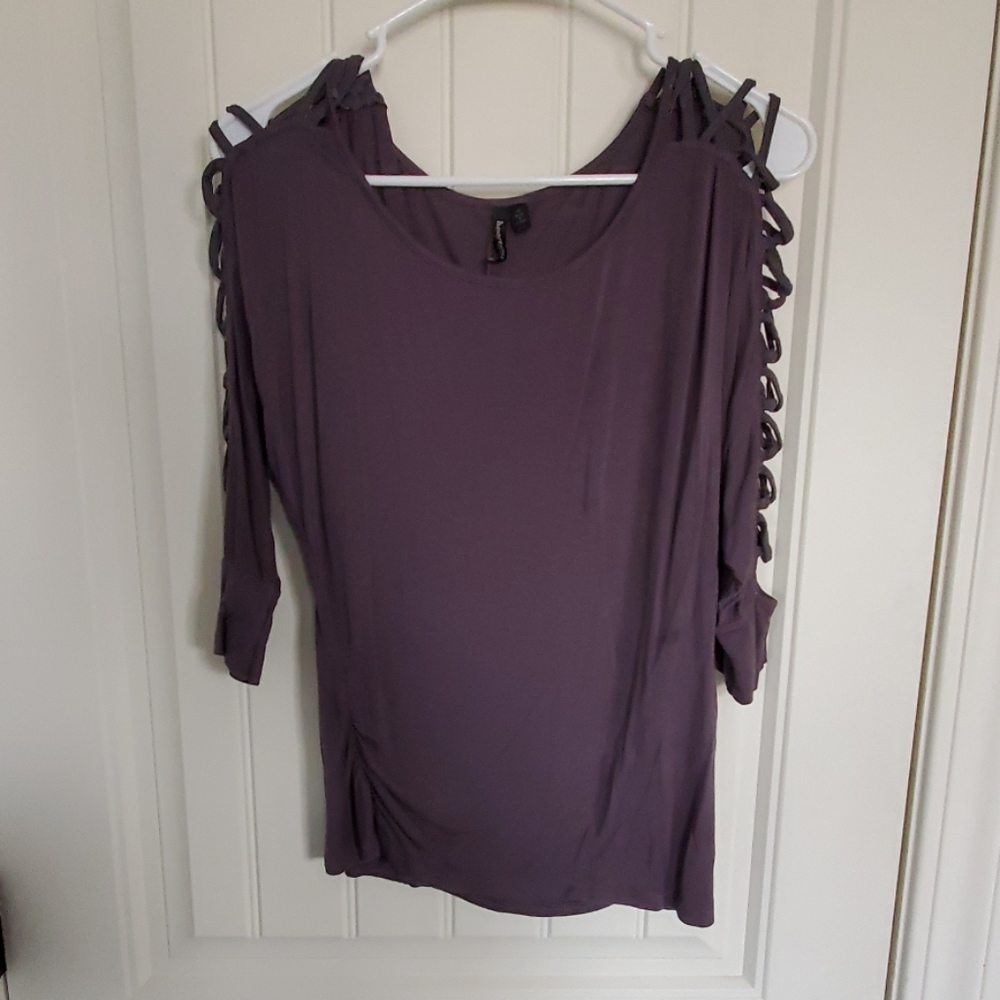 3/4 sleeve purple/grey top